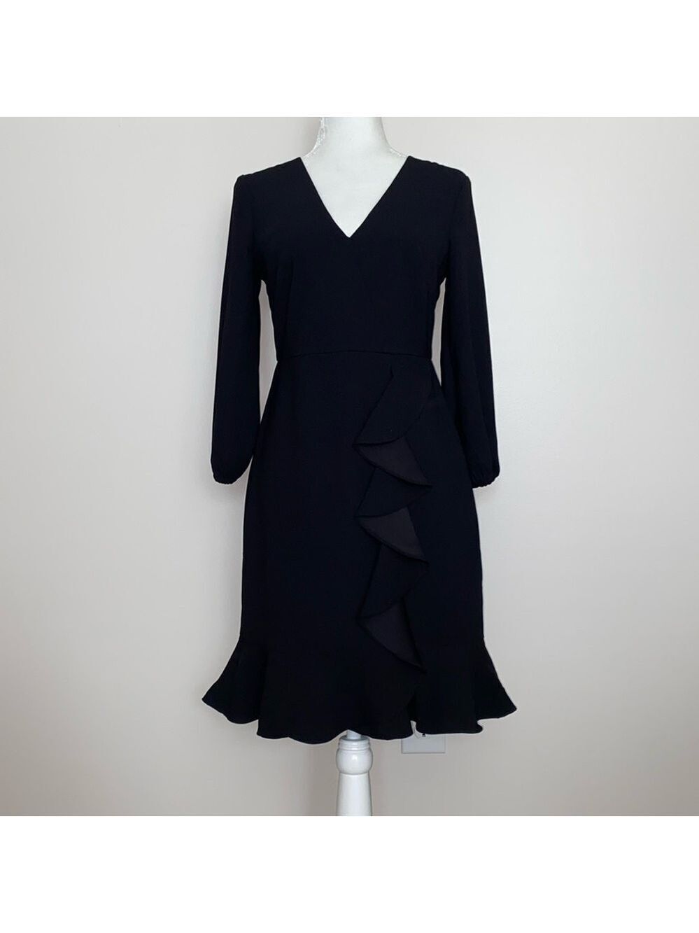 NWOT J. Crew simple black dress with ruffle skirt